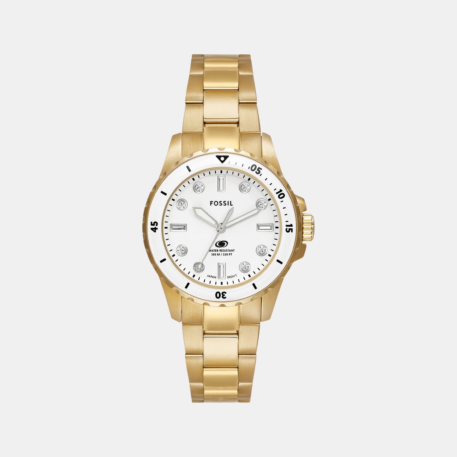 Fossil Blue Dive Women Quartz White Dial Analog Stainless Steel Watch ES5350