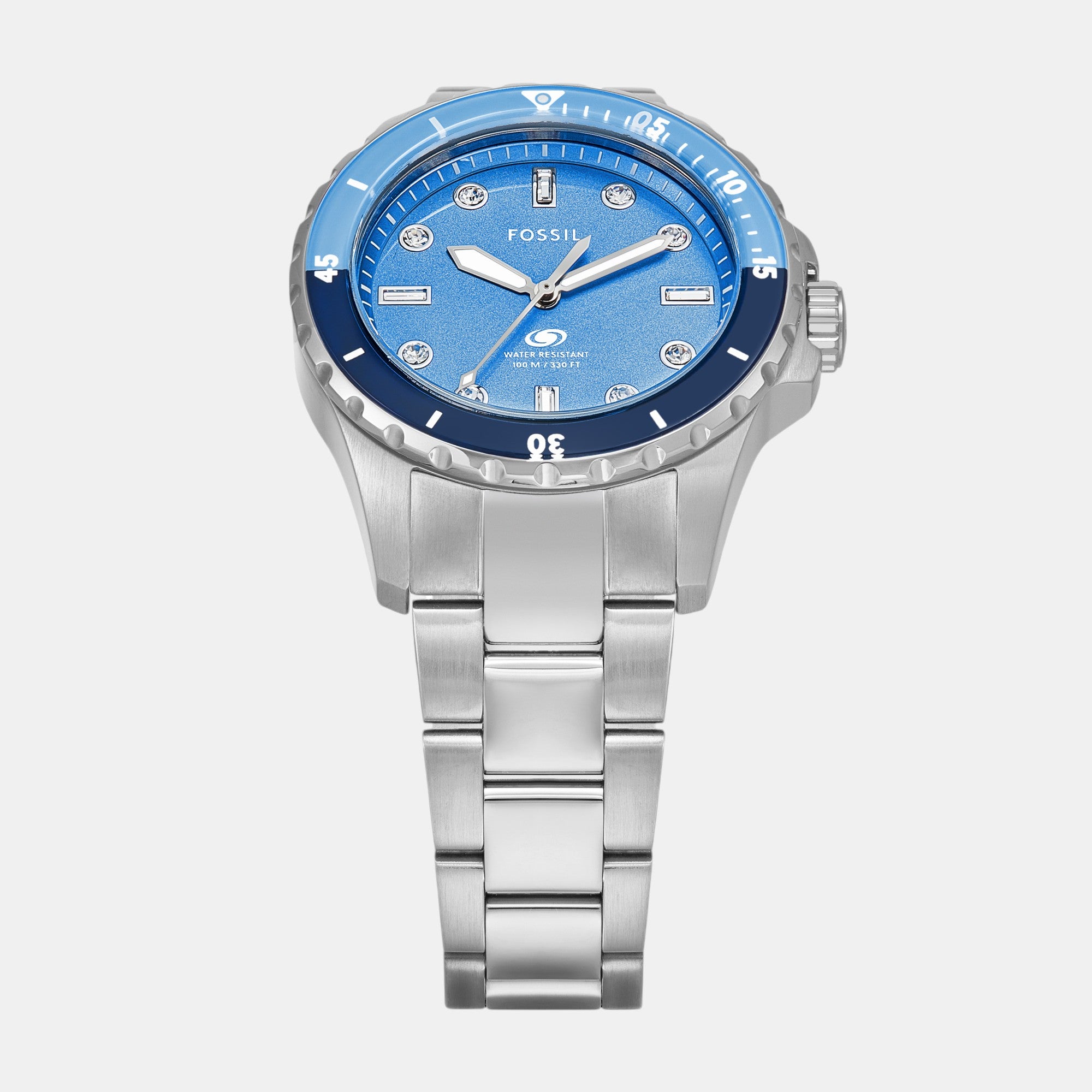 Fossil Blue Dive Women Quartz Blue Dial Analog Stainless Steel Watch ES5353