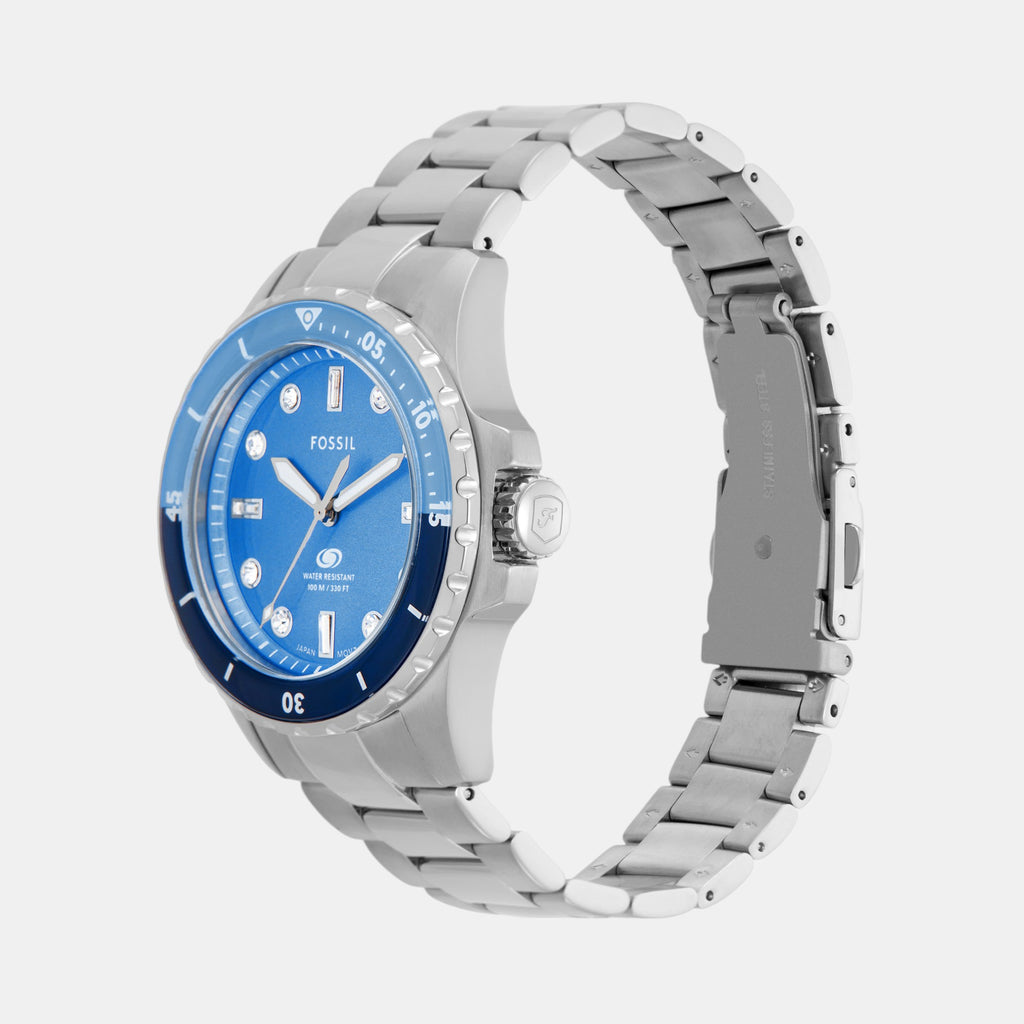 Fossil Blue Dive Women Quartz Blue Dial Analog Stainless Steel Watch ES5353