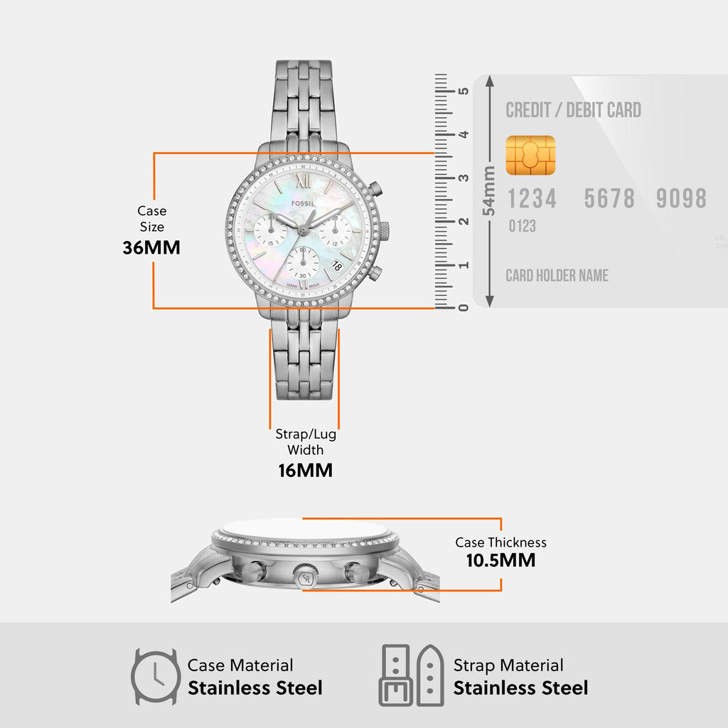 Neutra Women Quartz White Dial Chronograph Stainless Steel Watch ES5357