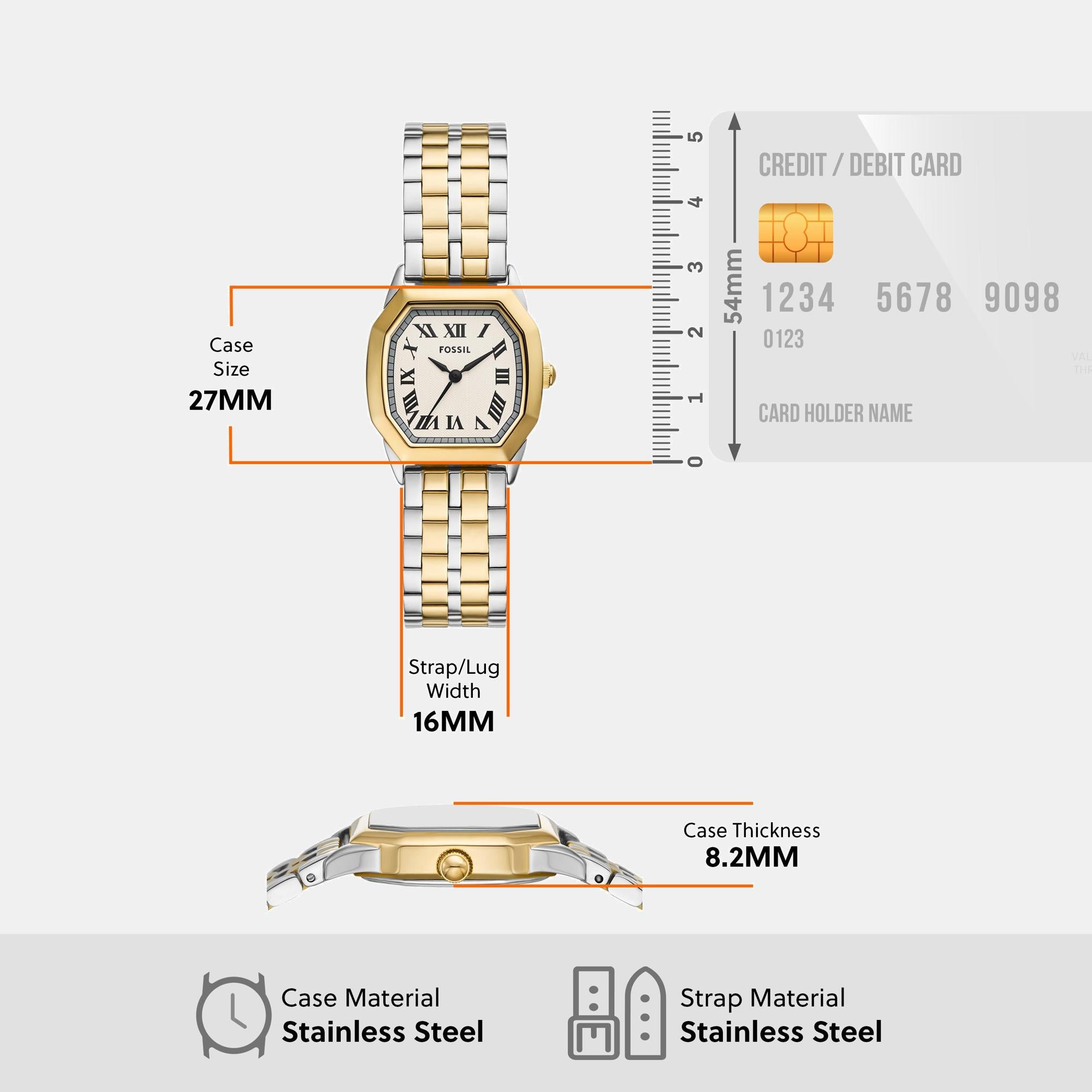 Harlow Women Quartz Cream Dial Analog Stainless Steel Watch ES5362