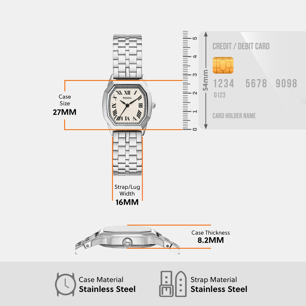 Fossil 27 mm Silver Quartz watch