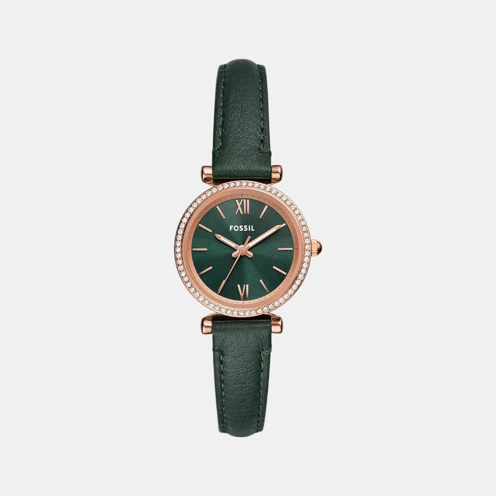 Carlie Women Quartz Green Dial Analog Leather Watch ES5370
