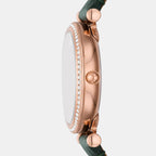 Carlie Women Quartz Green Dial Analog Leather Watch ES5370