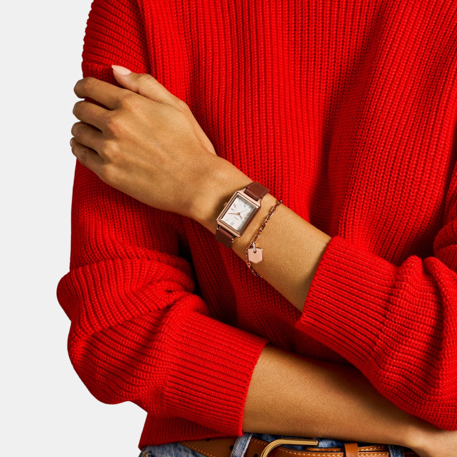 Raquel Women Quartz White Dial Analog Leather Watch ES5377SET