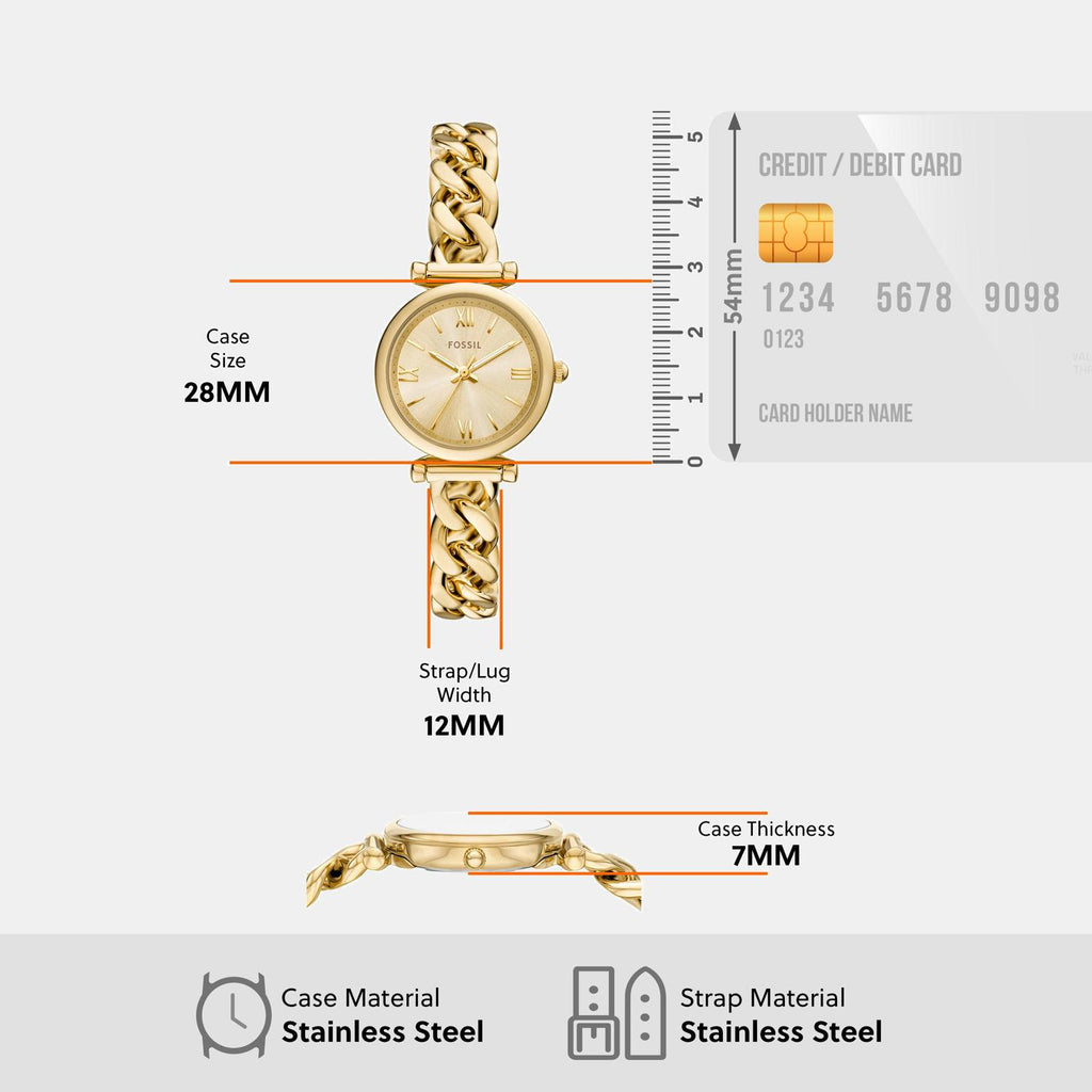 Carlie Women Quartz Gold Dial Analog Stainless Steel Watch ES5387SET