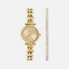 Carlie Women Quartz Gold Dial Analog Stainless Steel Watch ES5387SET