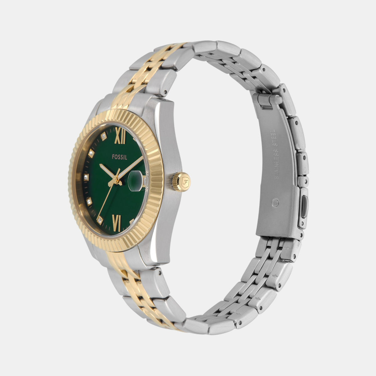 Scarlette Women Quartz Green Dial Analog Stainless Steel Watch ES5388