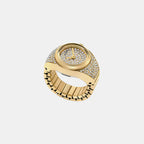 Watch Ring Women Quartz Gold Dial Analog Stainless Steel Watch ES5392