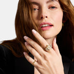 Watch Ring Women Quartz Gold Dial Analog Stainless Steel Watch ES5392