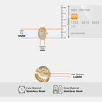 Watch Ring Women Quartz Gold Dial Analog Stainless Steel Watch ES5392