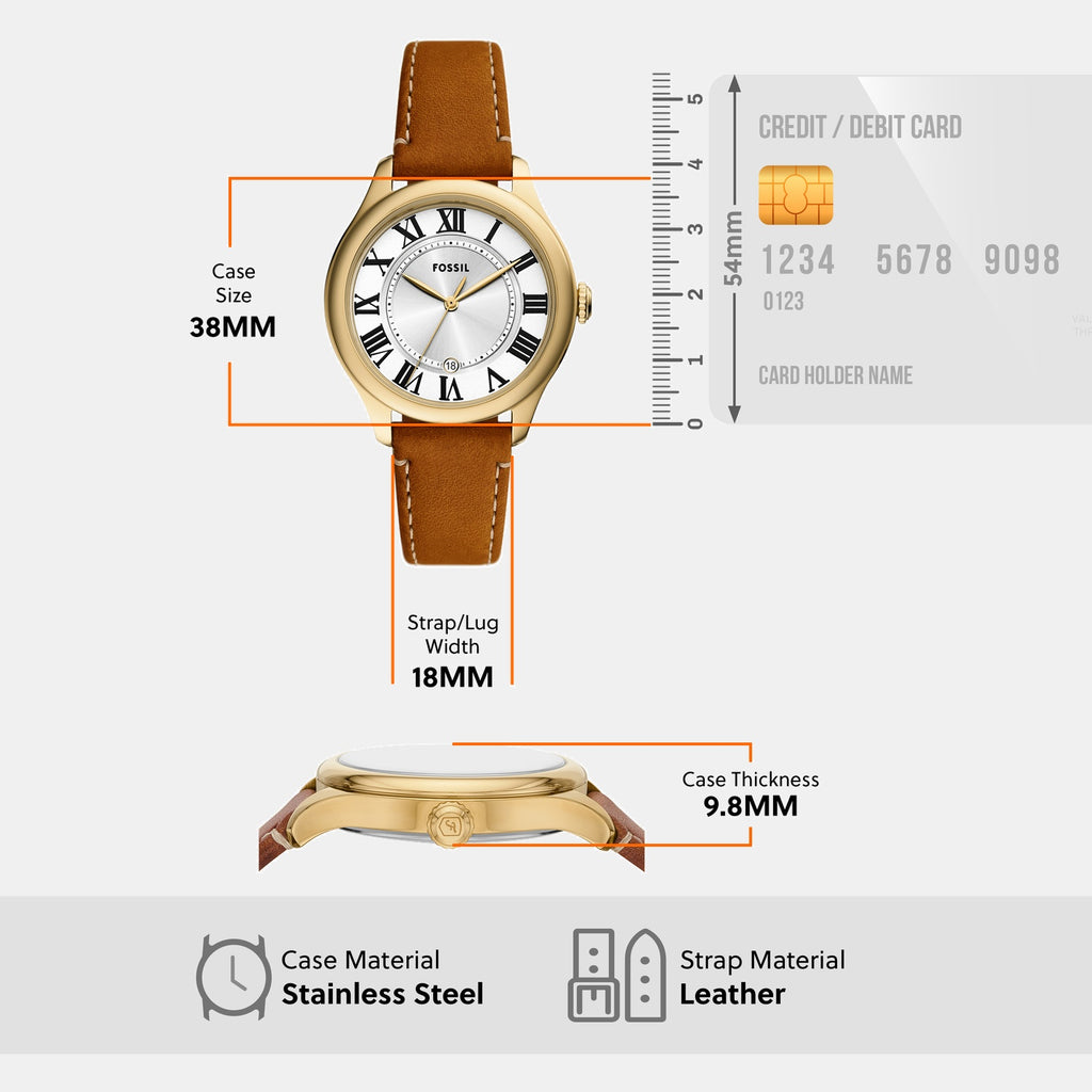 Gilmore Women Quartz Silver Dial Analog Leather Watch ES5397