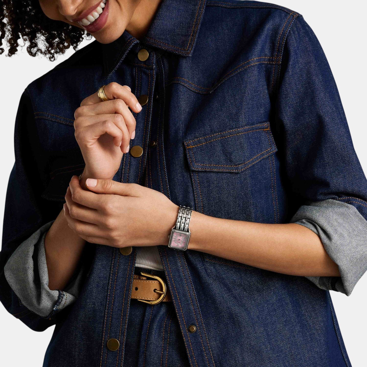 Raquel Women Quartz Pink Mother Of Pearl Dial Analog Stainless Steel Watch ES5401