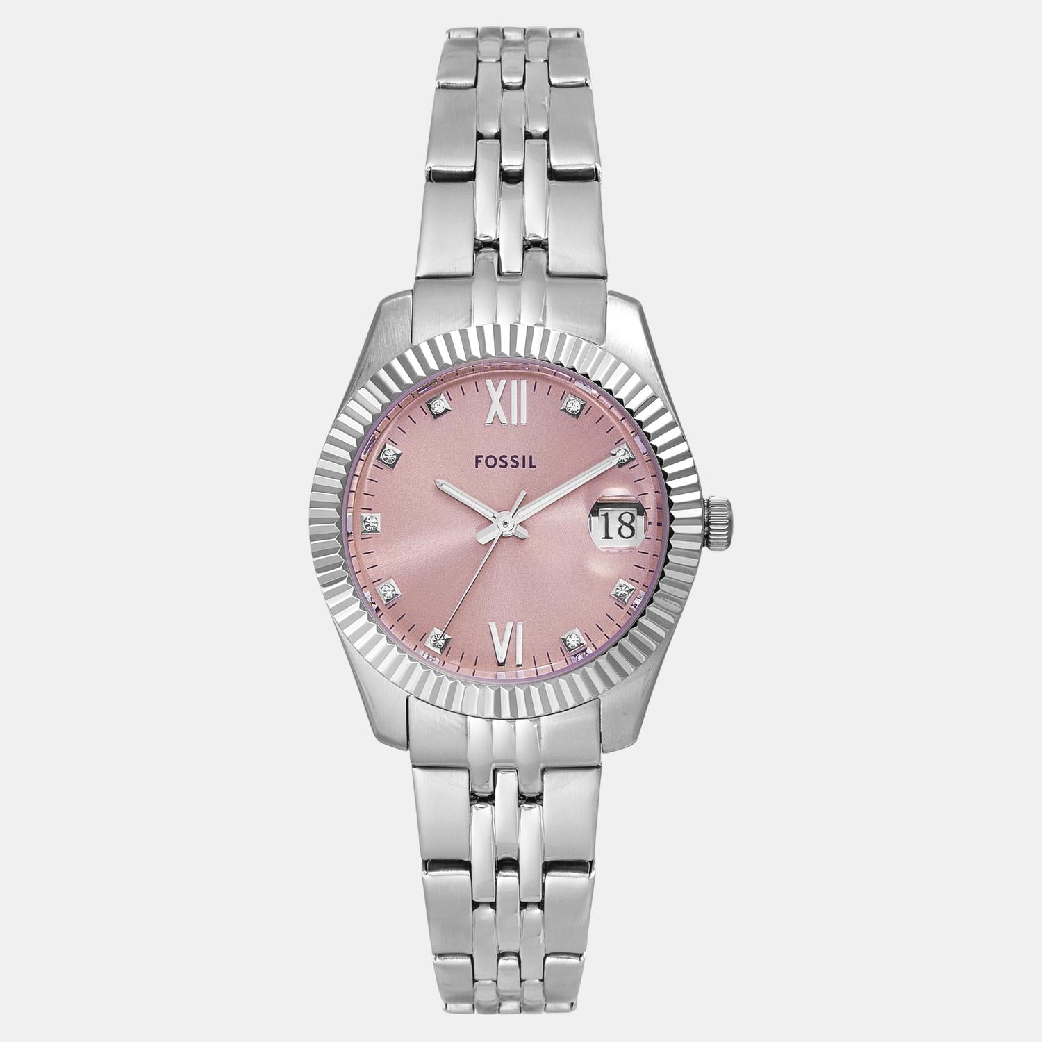 Scarlette Women Quartz Pink Dial Analog Stainless Steel Watch ES5403
