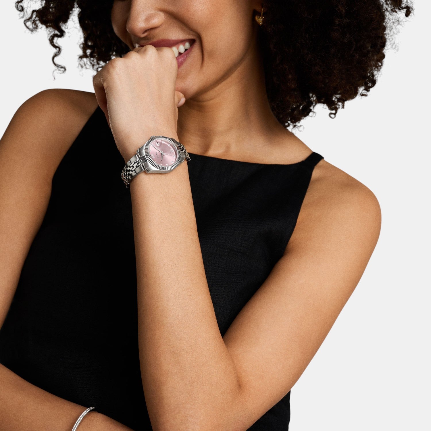 Scarlette Women Quartz Pink Dial Analog Stainless Steel Watch ES5403