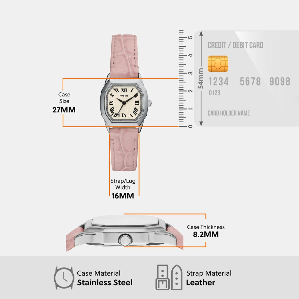 Harlow Women Quartz Cream Dial Analog Leather Watch ES5406