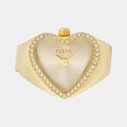 Watch Ring Women Quartz Gold Dial Analog Stainless Steel Watch ES5407