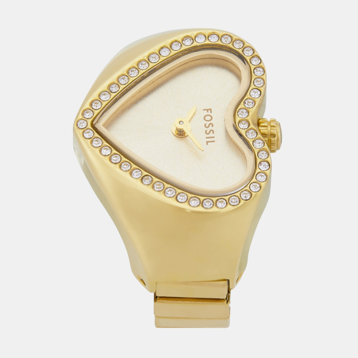 Watch Ring Women Quartz Gold Dial Analog Stainless Steel Watch ES5407