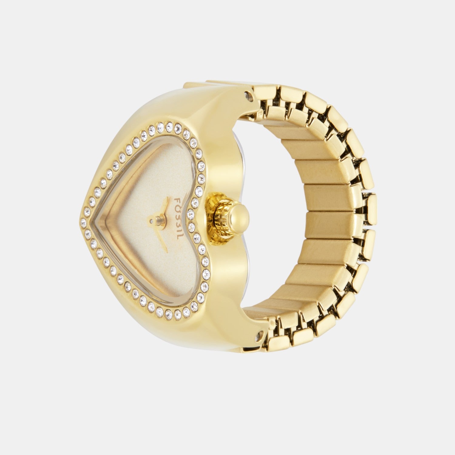 Watch Ring Women Quartz Gold Dial Analog Stainless Steel Watch ES5407