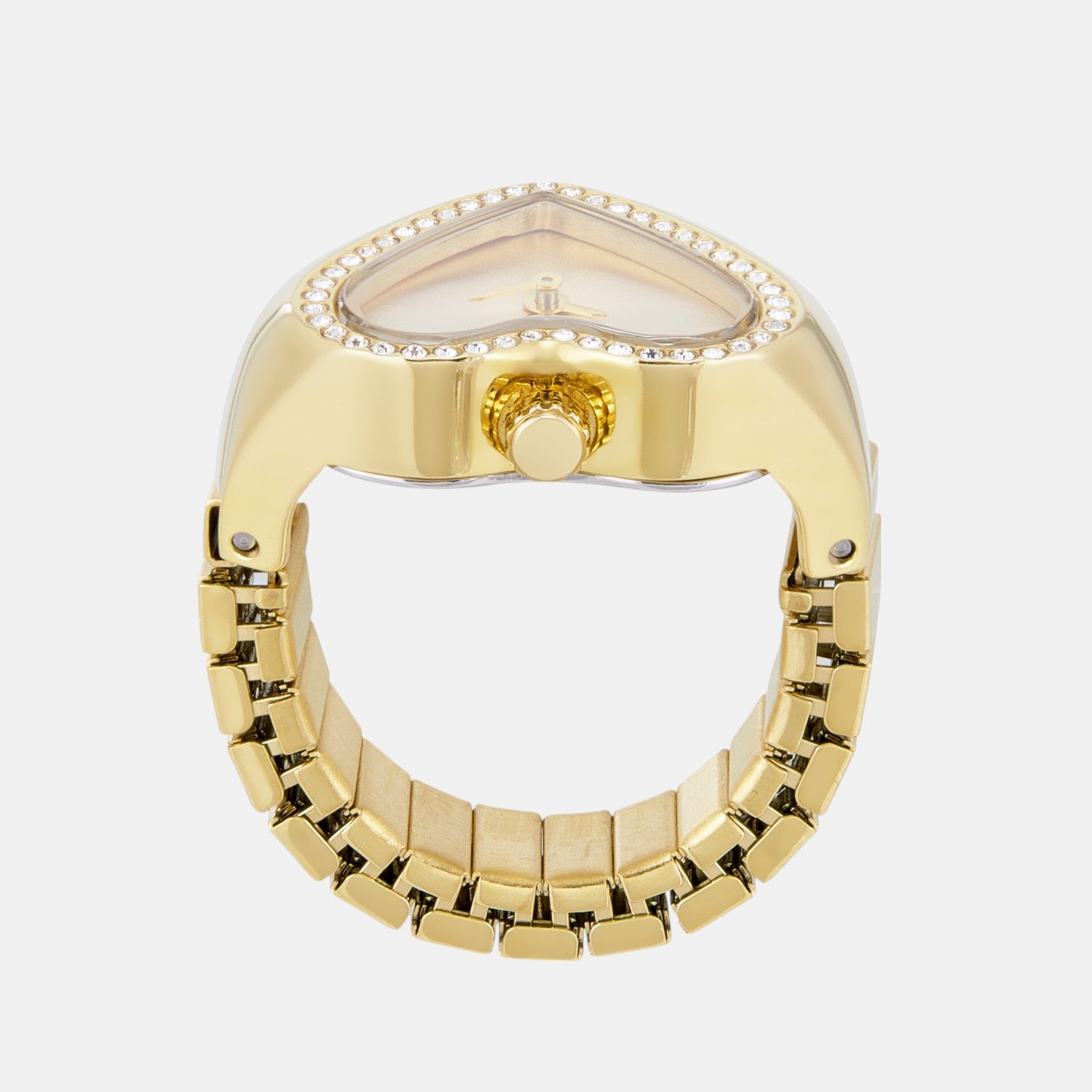 Watch Ring Women Quartz Gold Dial Analog Stainless Steel Watch ES5407