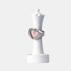 Watch Ring Women Quartz Pink Dial Analog Stainless Steel Watch ES5408