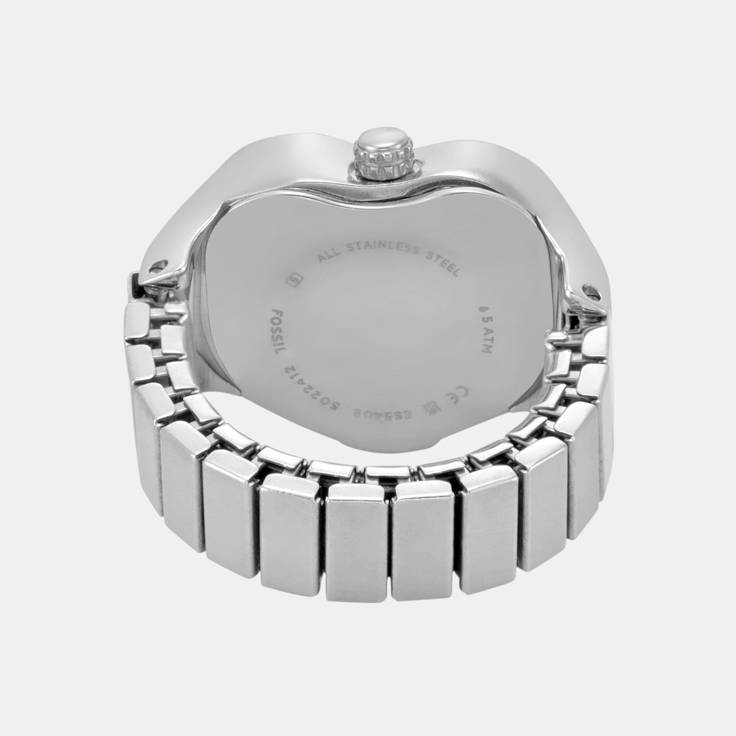 Watch Ring Women Quartz Pink Dial Analog Stainless Steel Watch ES5408