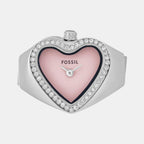 Watch Ring Women Quartz Pink Dial Analog Stainless Steel Watch ES5408