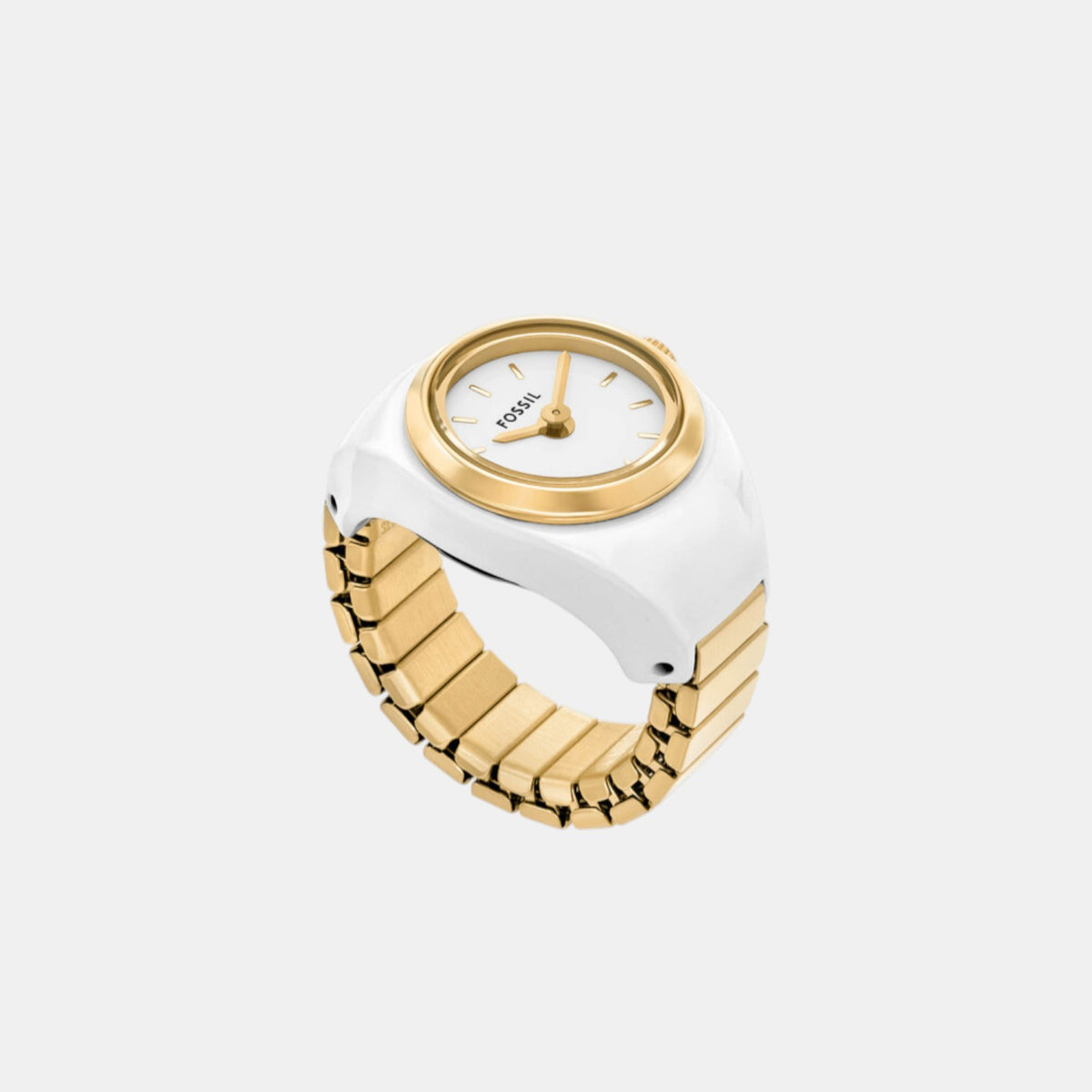 Watch Ring Women Quartz White Dial Analog Stainless Steel Watch ES5412