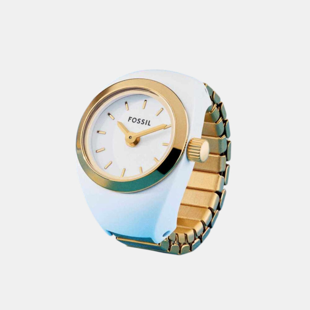 Watch Ring Women Quartz White Dial Analog Stainless Steel Watch ES5412