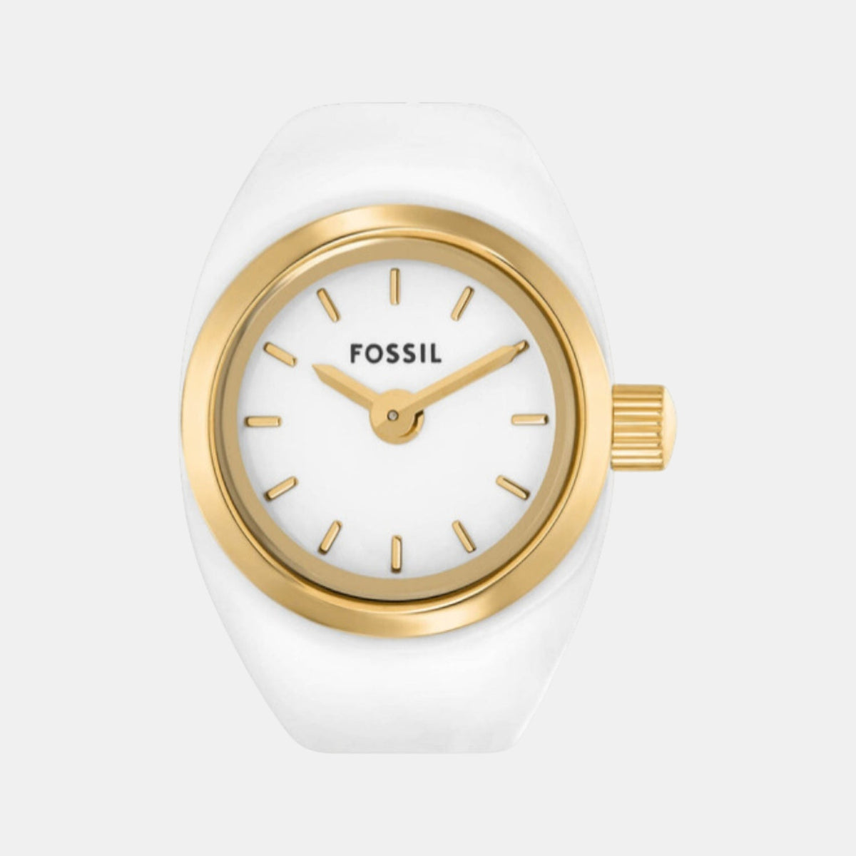 Watch Ring Women Quartz White Dial Analog Stainless Steel Watch ES5412