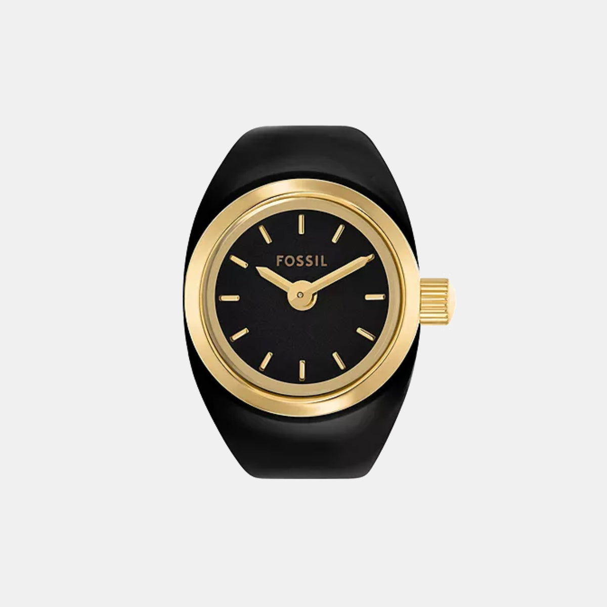 Watch Ring Women Quartz Black Dial Analog Stainless Steel Watch ES5413