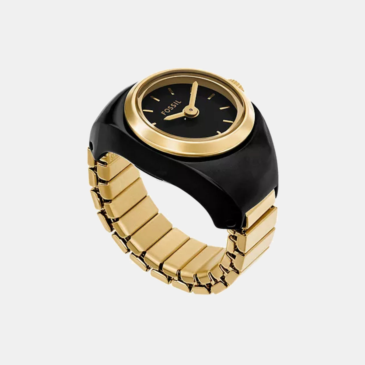 Watch Ring Women Quartz Black Dial Analog Stainless Steel Watch ES5413