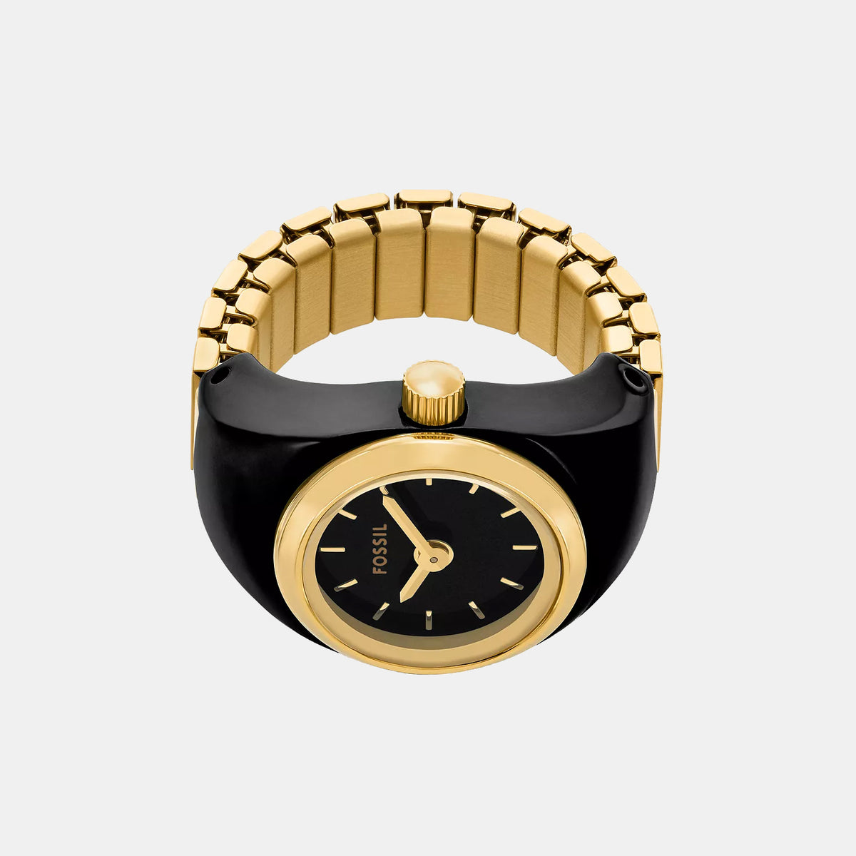 Watch Ring Women Quartz Black Dial Analog Stainless Steel Watch ES5413