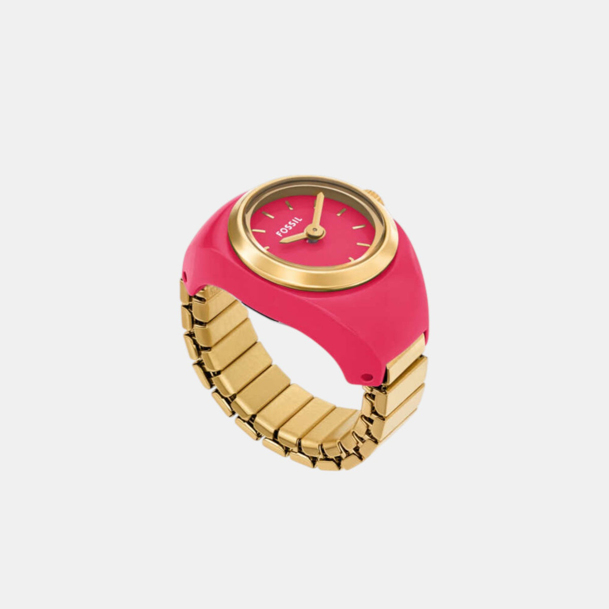 Watch Ring Women Quartz Pink Dial Analog Stainless Steel Watch ES5414