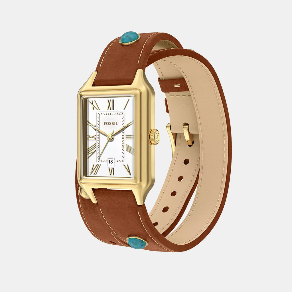 Raquel Women Quartz Silver Dial Analog Leather Watch ES5418