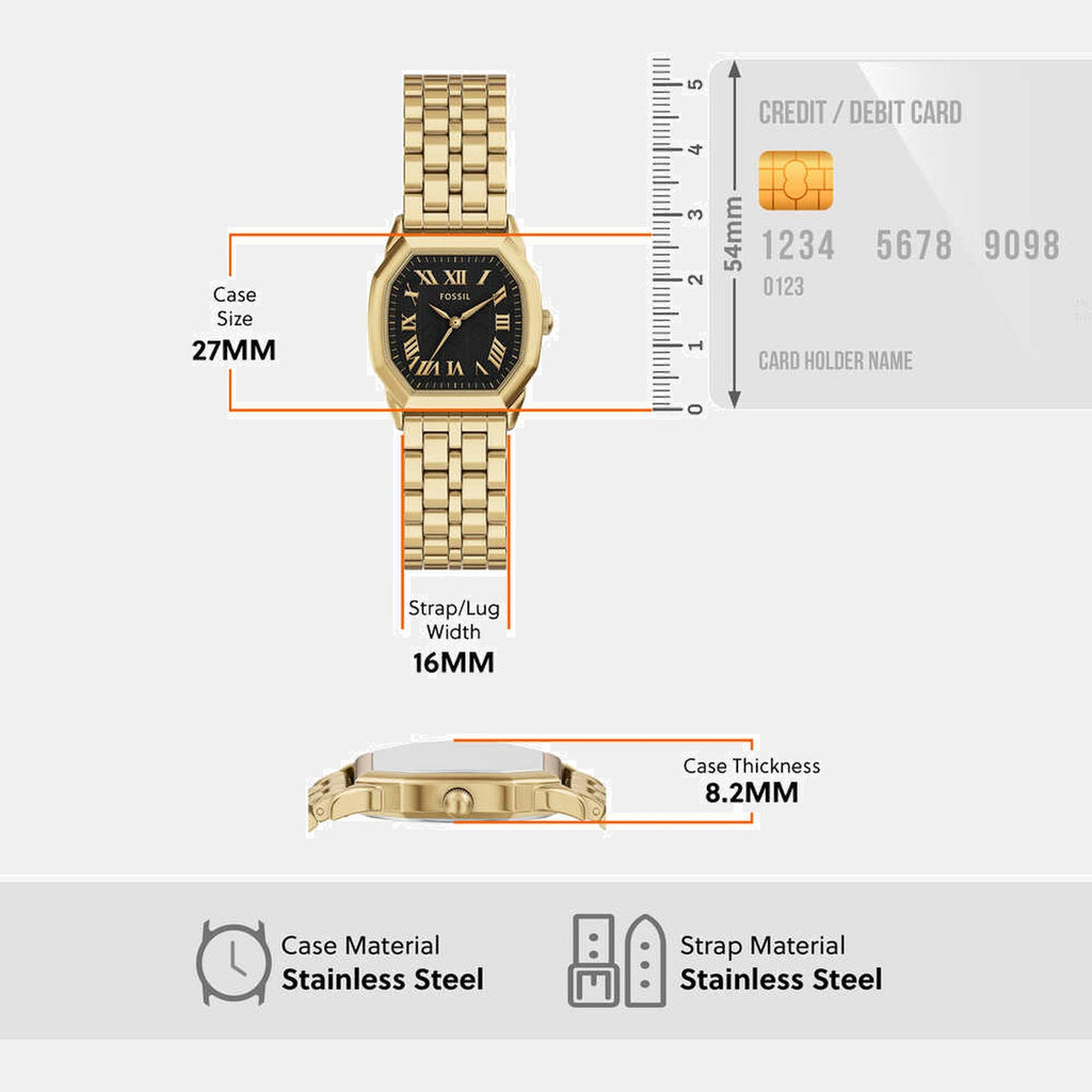 Harlow Women Quartz Black Dial Analog Stainless Steel Watch ES5433