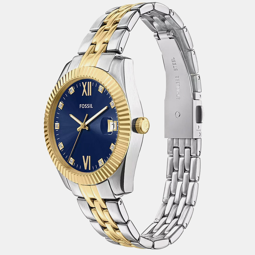 Scarlette Women Quartz Blue Dial Analog Stainless Steel Watch ES5443