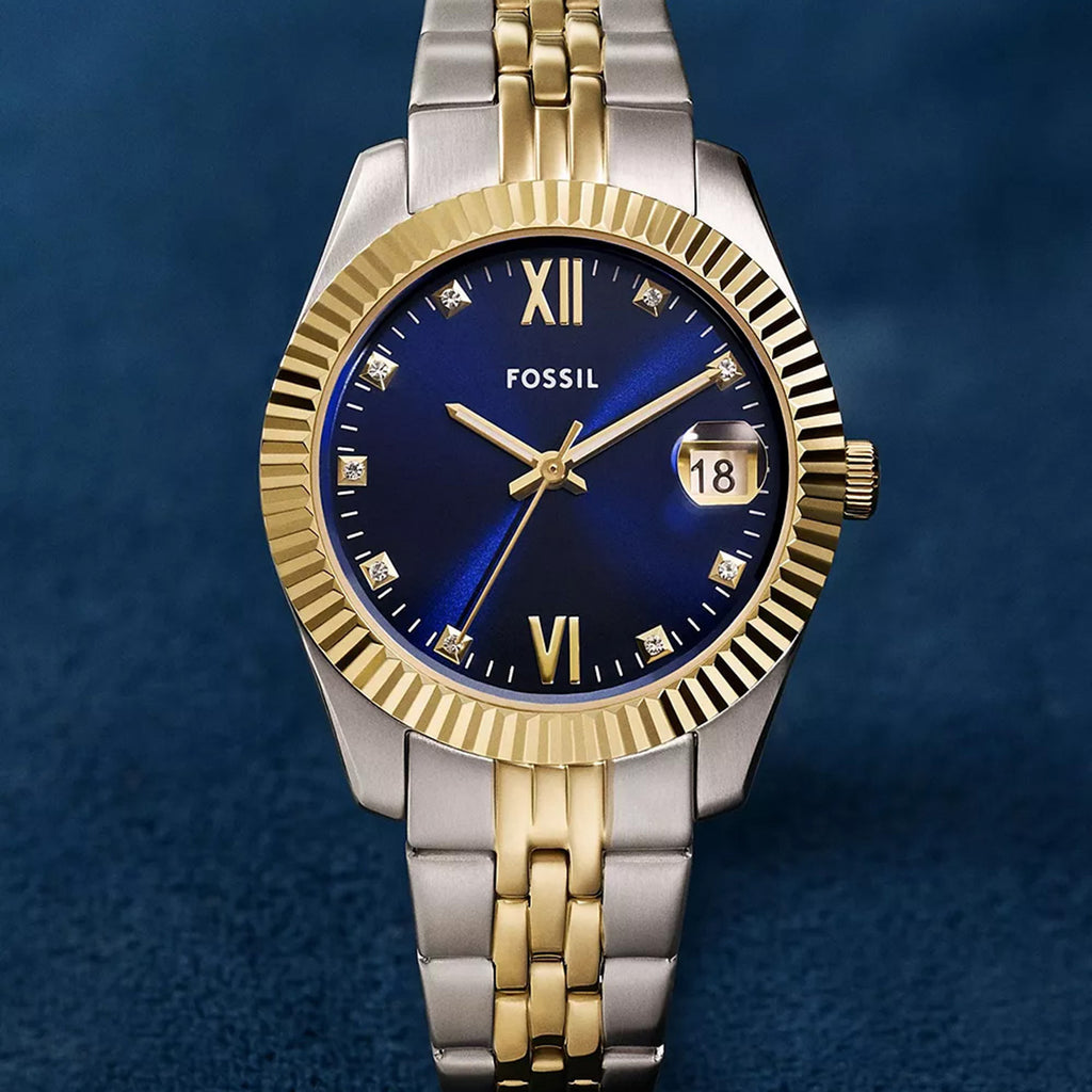 Scarlette Women Quartz Blue Dial Analog Stainless Steel Watch ES5443