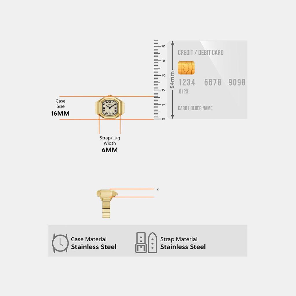 Harlow Watch Ring Women Quartz Cream Dial Analog Stainless Steel Watch ES5446