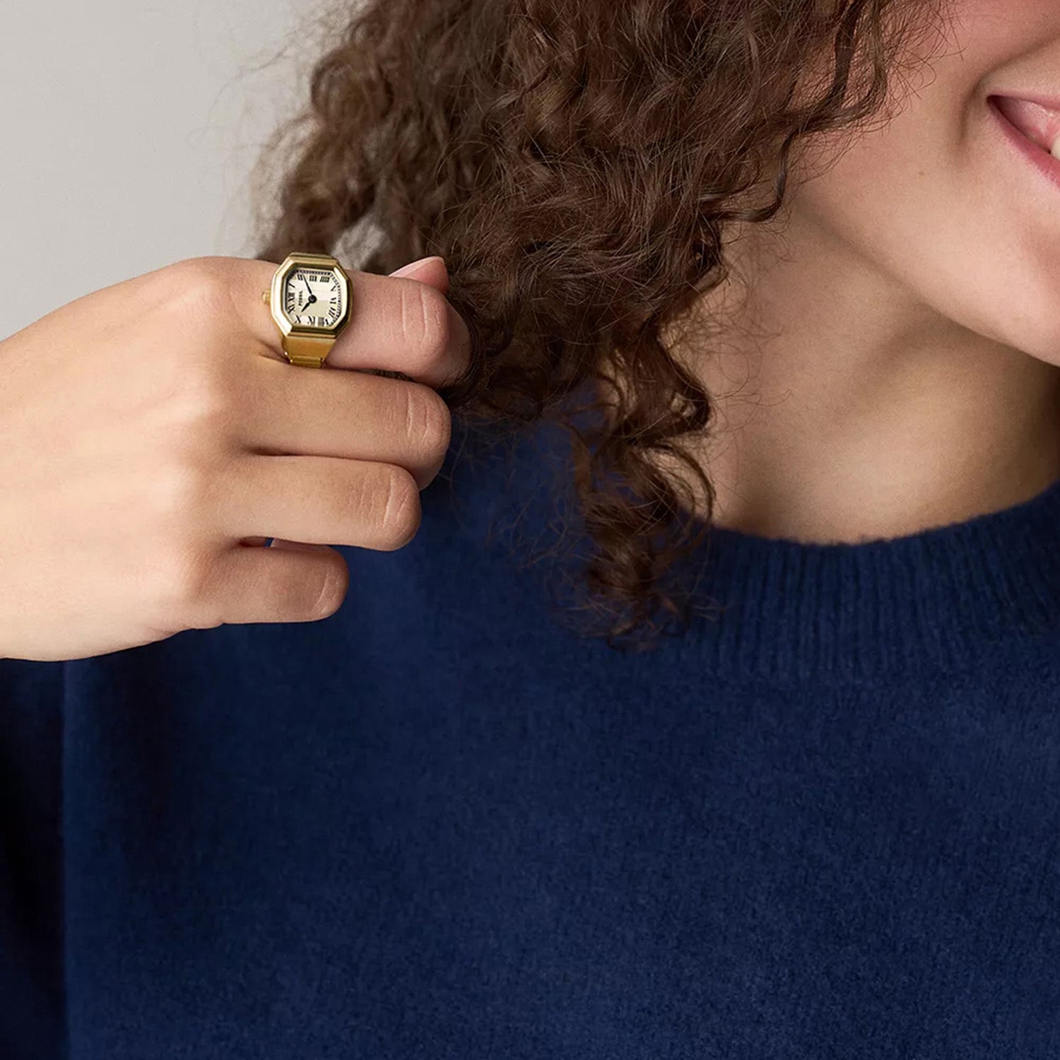 Harlow Watch Ring Women Quartz Cream Dial Analog Stainless Steel Watch ES5446