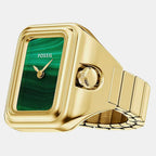 Raquel Watch Ring Women Quartz Green Dial Analog Stainless Steel Watch ES5448