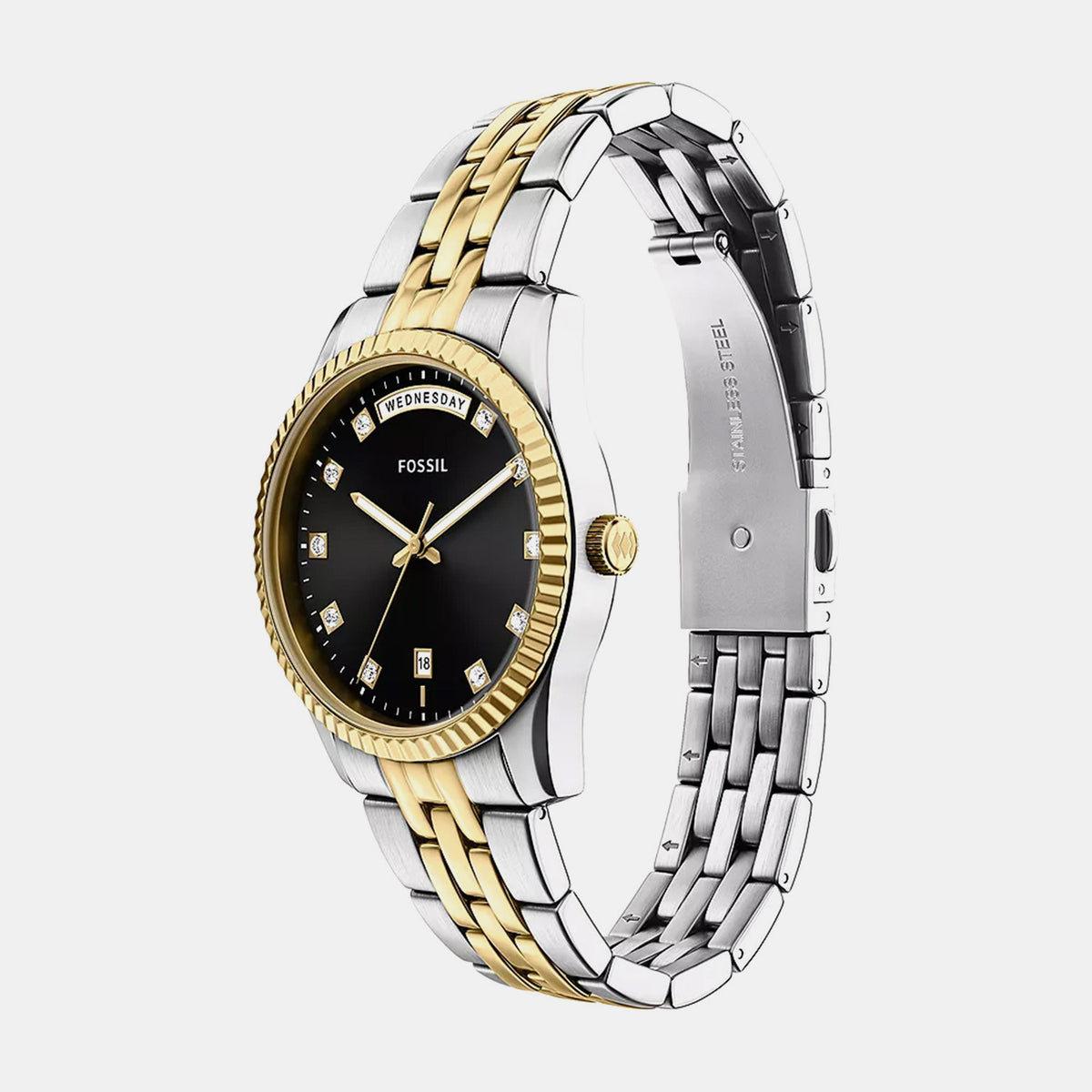 Scarlette Women Quartz Black Dial Analog Stainless Steel Watch ES5458