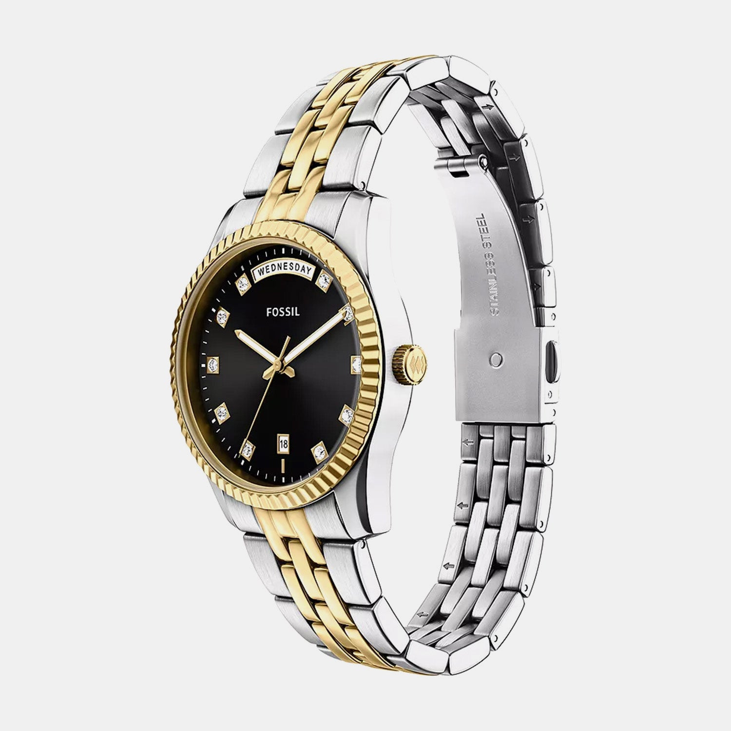 Scarlette Women Quartz Black Dial Analog Stainless Steel Watch ES5458