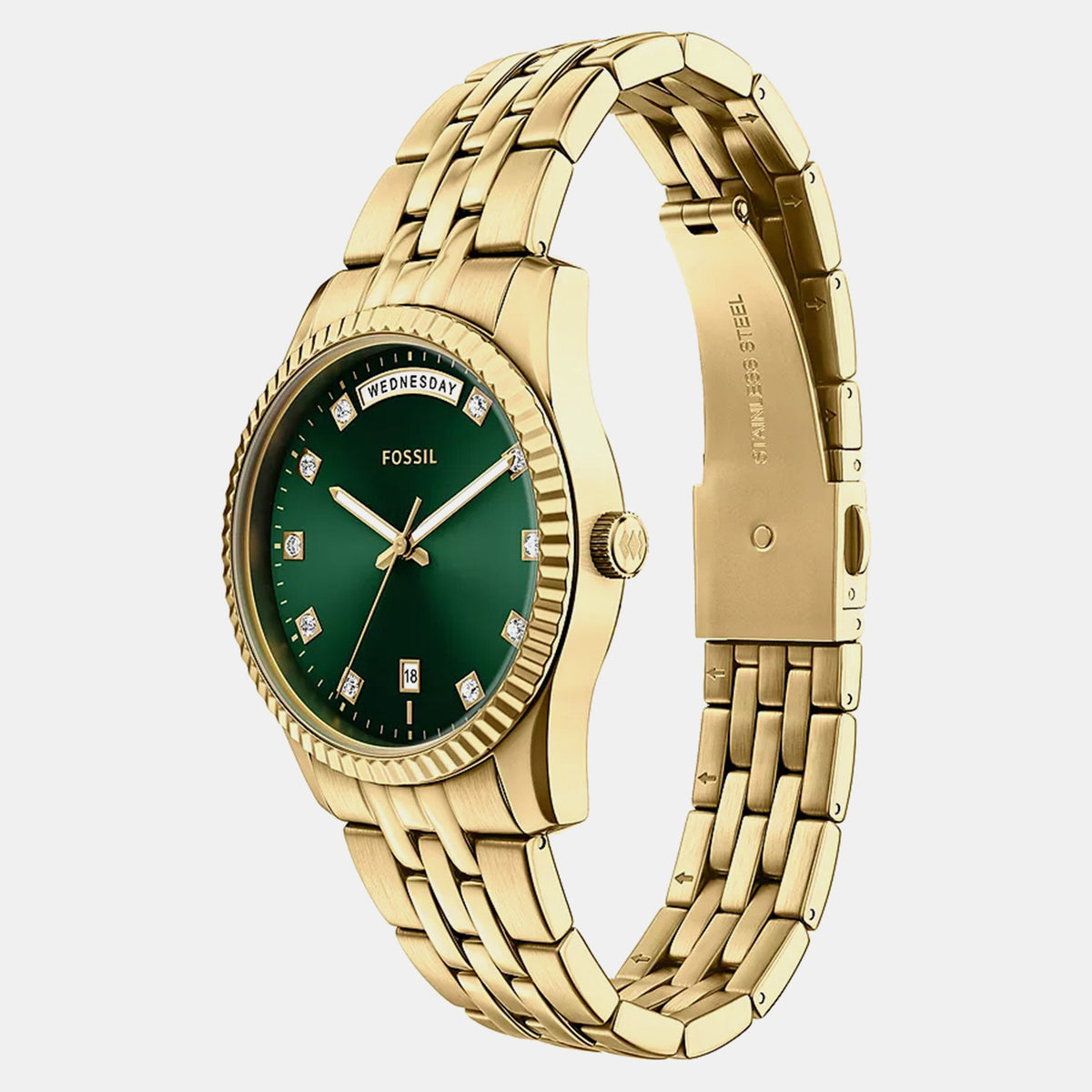 Scarlette Women Quartz Green Dial Analog Stainless Steel Watch ES5460