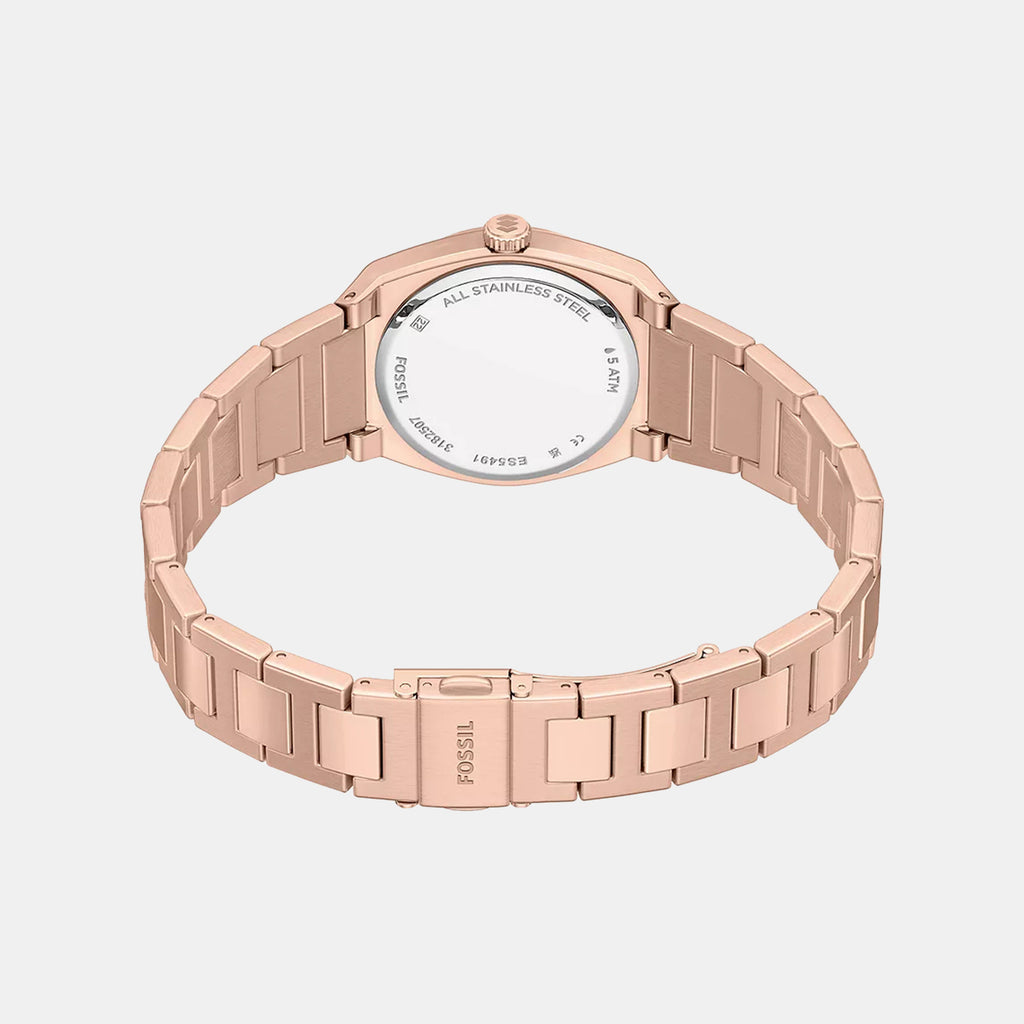 Everett Women Quartz Rose Gold Dial Analog Stainless Steel Watch ES5491
