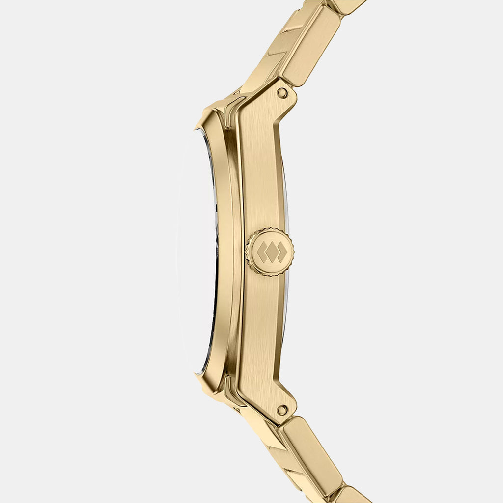 Everett Women Quartz Gold Dial Analog Stainless Steel Watch ES5492