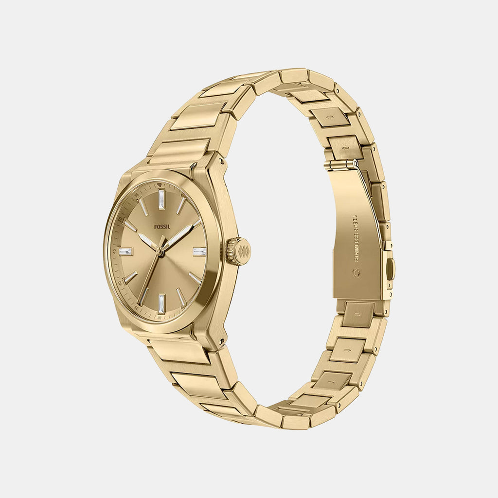 Everett Women Quartz Gold Dial Analog Stainless Steel Watch ES5492