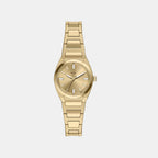 Everett Women Quartz Gold Dial Analog Stainless Steel Watch ES5492