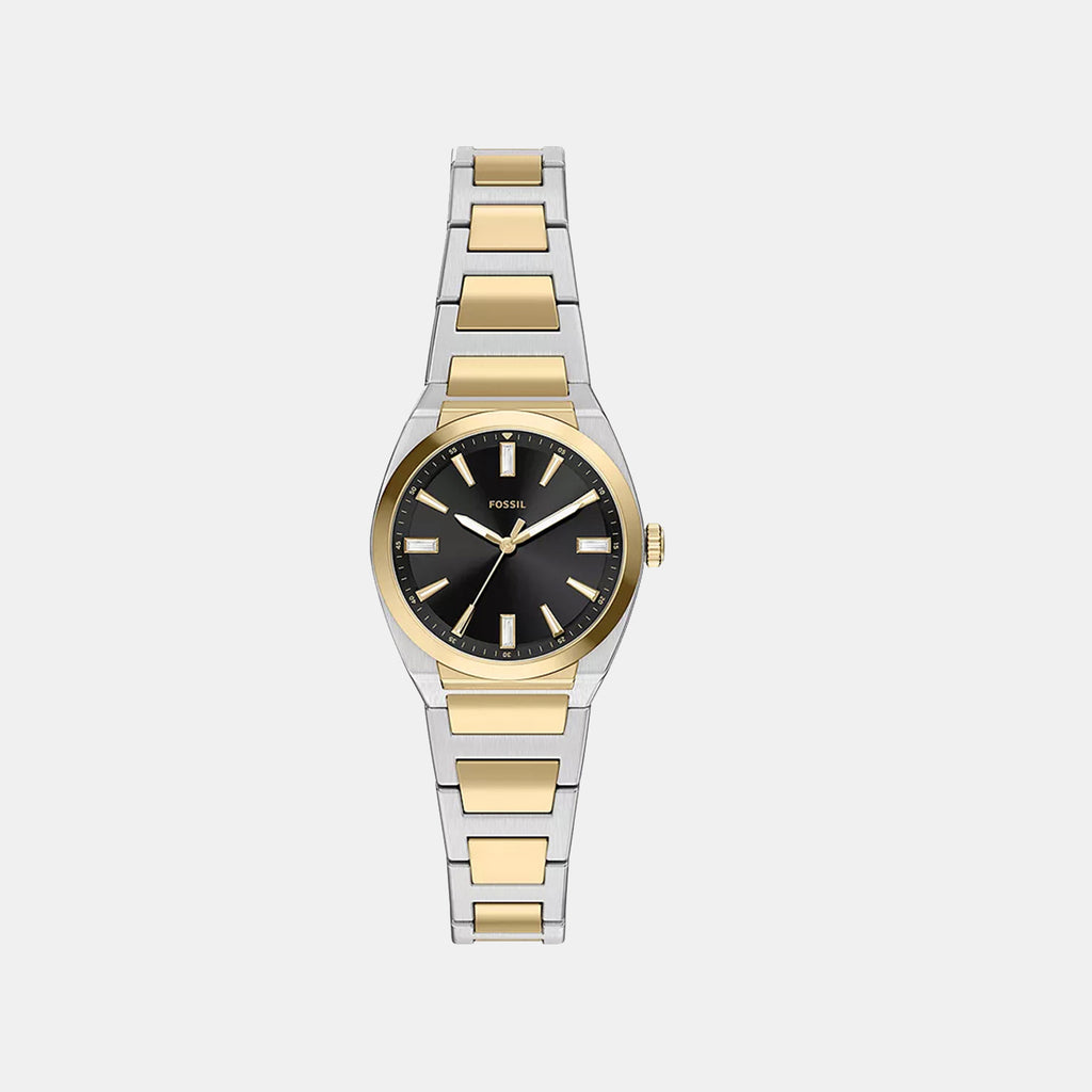 Everett Women Quartz Black Dial Analog Stainless Steel Watch ES5495