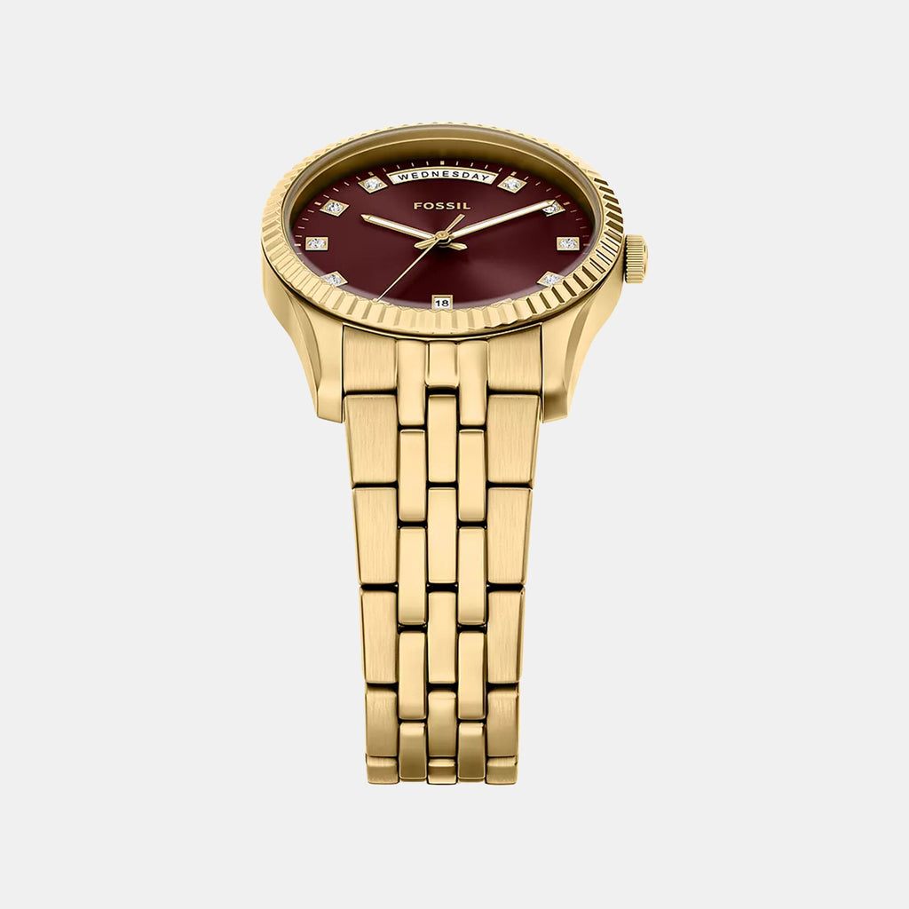 Scarlette Women Quartz Red Dial Analog Stainless Steel Watch ES5514
